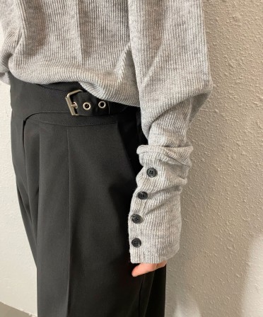 Grey Extra Long Sleeve Ribbed Top #250323